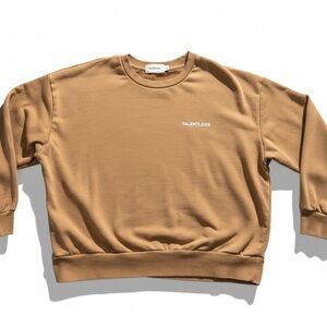 Talentless Spell Out Crewneck Sweatshirt Tan Women’s Relaxed Large